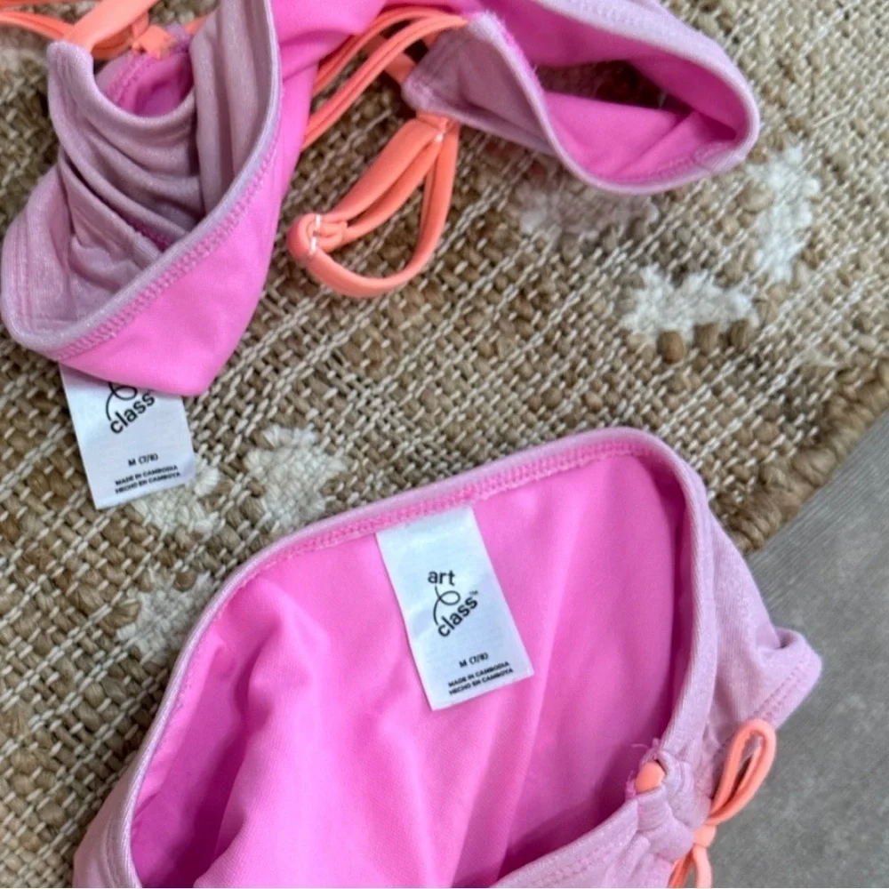 Art Class Girls Pink and Peach 2-Piece Bikini Swim Suit Set Size Medium